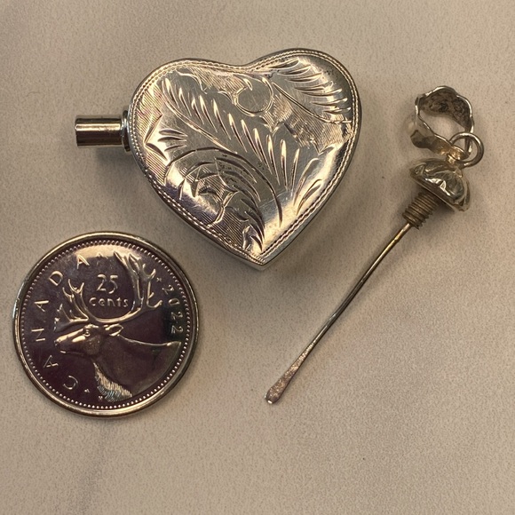 Antique vintage 50's sterling silver 925 perfume poison pendant - Picture 7 of 9